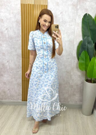 Vestido Brigida  em lesie bordada - Milla Chic