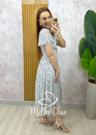 Vestido Camponesa Em Viscolinho estampado - Milla Chic