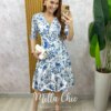 Vestido Cássia em linho branco estampado - Milla Chic