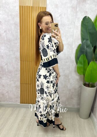 Vestido Catarina em viscosarja estampado preto - Milla Chic