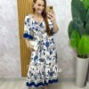 Vestido Catarina em viscosarja estampado azul marinho - Milla Chic