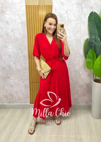 Vestido Chiara vermelho tomate - Milla Chic
