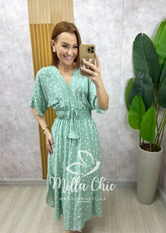 Vestido Chiara Longo em Poá - Menta - Milla Chic