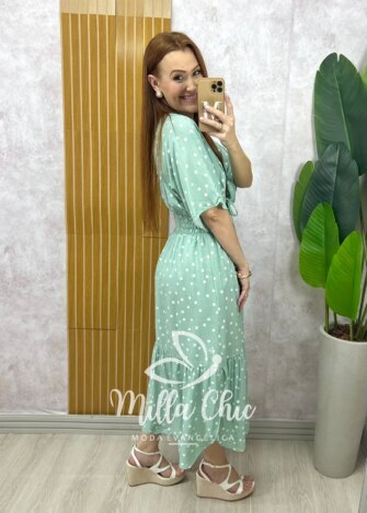 Vestido Chiara Longo em Poá - Menta - Milla Chic