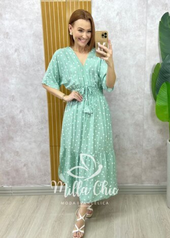 Vestido Chiara Longo em Poá - Menta - Milla Chic