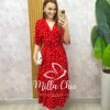Vestido Chiara Longo em Poá -  vermelho - Milla Chic