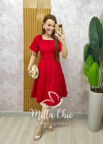 Vestido Daniela - Vermelho Cereja - Milla Chic
