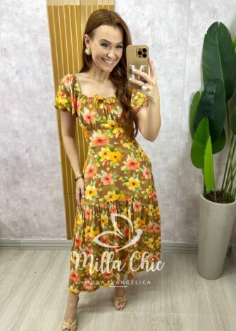 Vestido Érica  - Caramelo  floral - Milla Chic