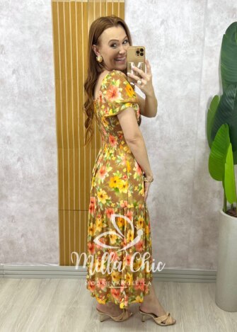 Vestido Érica  - Caramelo  floral - Milla Chic