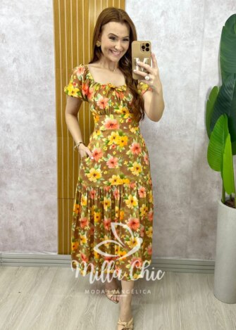 Vestido Érica  - Caramelo  floral - Milla Chic