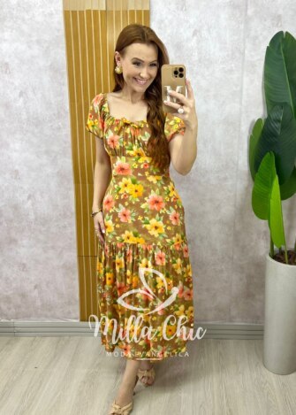 Vestido Érica  - Caramelo  floral - Milla Chic