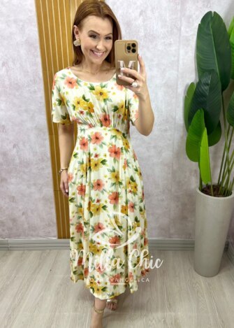 Vestido Esmeralda - Off  floral - Milla Chic