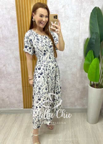 Vestido Esmeralda - Estampado azul marinho - Milla Chic