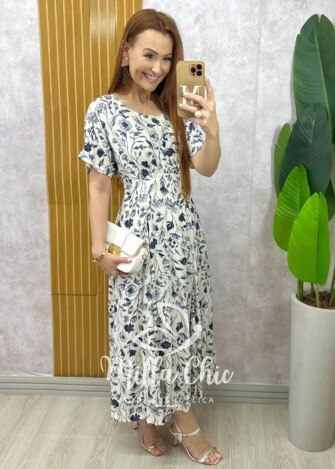 Vestido Esmeralda - Estampado azul marinho - Milla Chic
