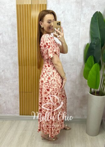 Vestido Esmeralda - Estampado vermelho - Milla Chic