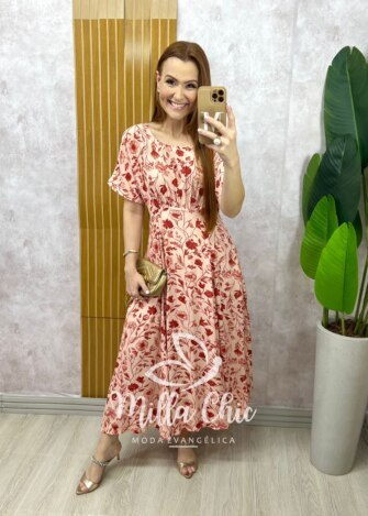 Vestido Esmeralda - Estampado vermelho - Milla Chic