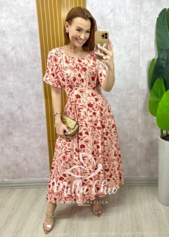 Vestido Esmeralda - Estampado vermelho - Milla Chic