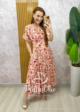 Vestido Esmeralda - Estampado vermelho - Milla Chic