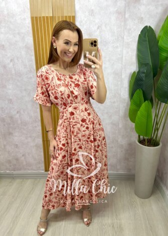Vestido Esmeralda - Estampado vermelho - Milla Chic