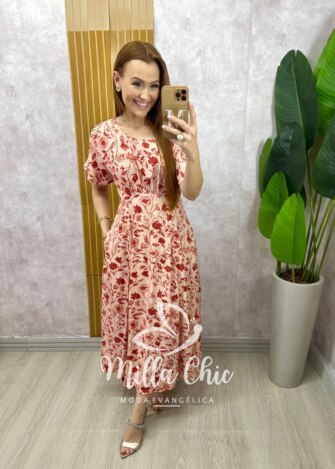 Vestido Esmeralda - Estampado vermelho - Milla Chic