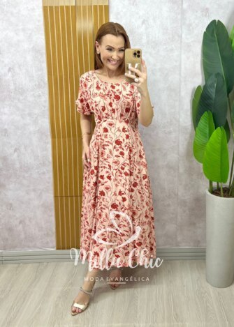 Vestido Esmeralda - Estampado vermelho - Milla Chic