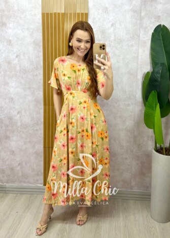 Vestido Esmeralda - Caramelo  floral - Milla Chic