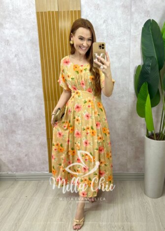 Vestido Esmeralda - Caramelo  floral - Milla Chic