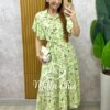 Vestido Belinda em viscolinho menta estampado - Milla Chic