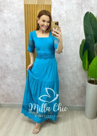 Vestido Isabel Em Lesie - Azul Petróleo - Milla Chic
