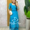 Milla Chic - millachic com br vestido isabel em lesie azul petroleo Vestido Isabel Em Lesie - Azul Petróleo - Milla Chic