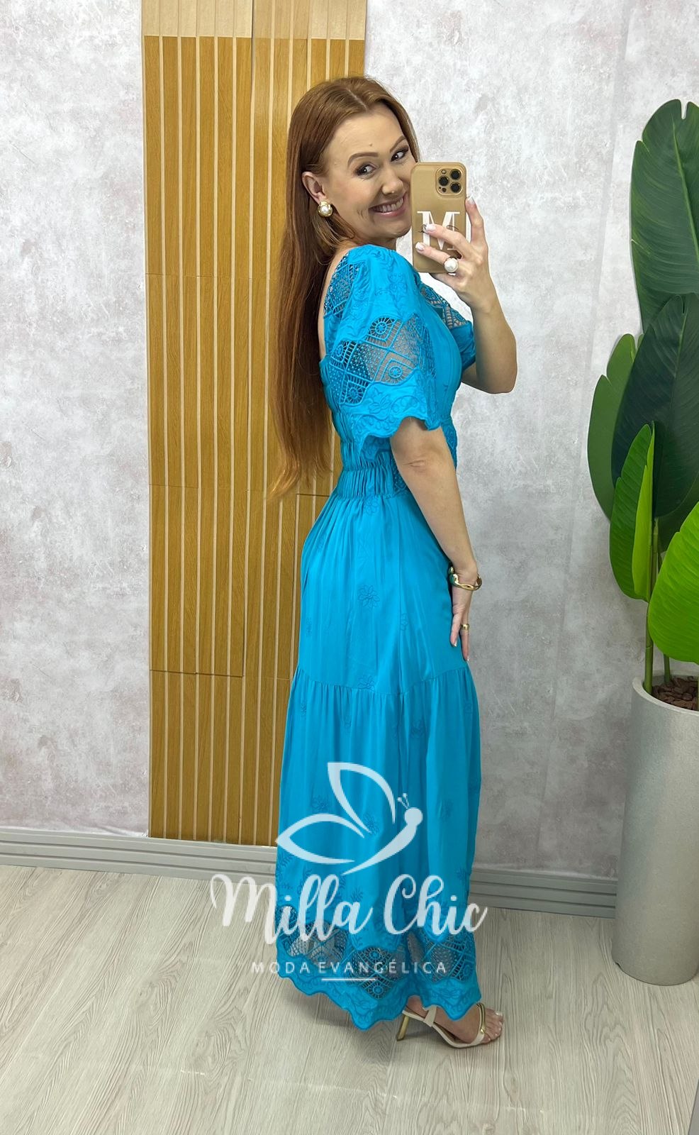 Milla Chic - millachic com br vestido isabel em lesie azul petroleo 3 Vestido Isabel Em Lesie - Azul Petróleo - Milla Chic