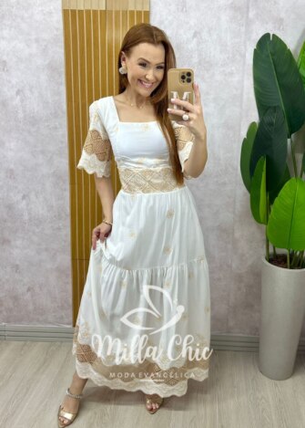 Vestido Isabel Em Lesie - Branco - Milla Chic
