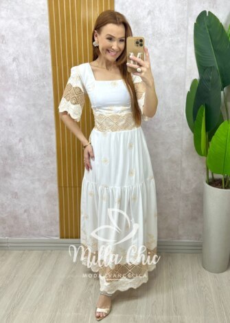 Milla Chic - millachic com br vestido isabel em lesie branco 3 Vestido Isabel Em Lesie - Branco - Milla Chic