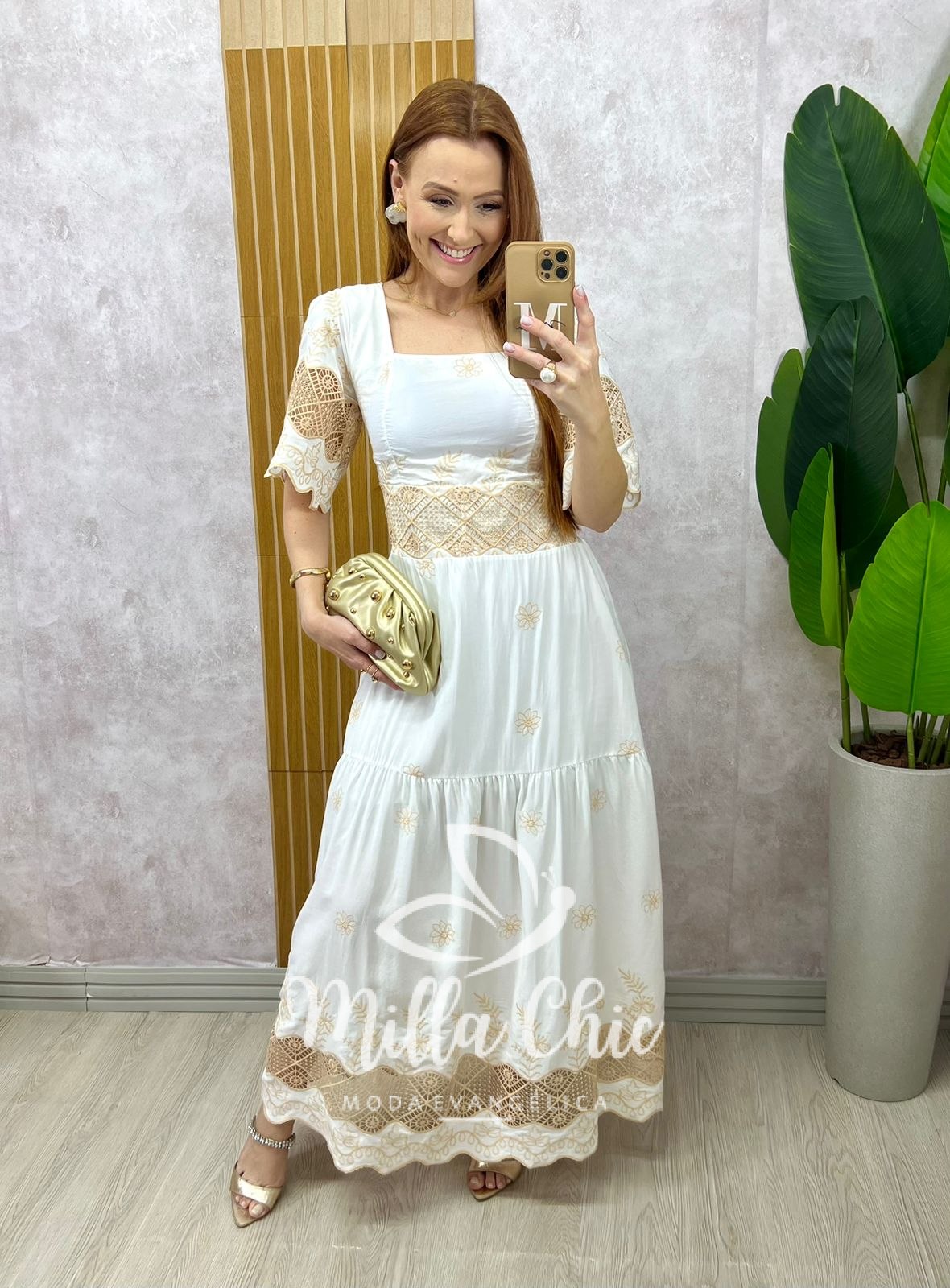 Milla Chic - millachic com br vestido isabel em lesie branco Vestido Isabel Em Lesie - Branco - Milla Chic