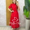 Vestido Joyce  em Lesie algodão vermelho tomate - Milla Chic