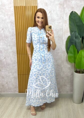 Vestido Brigida  em lesie bordada - Milla Chic