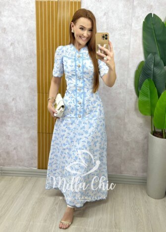 Vestido Brigida  em lesie bordada - Milla Chic