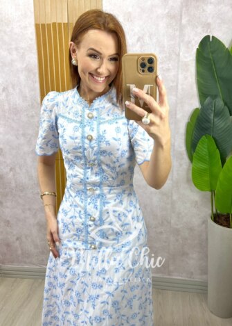 Vestido Brigida  em lesie bordada - Milla Chic