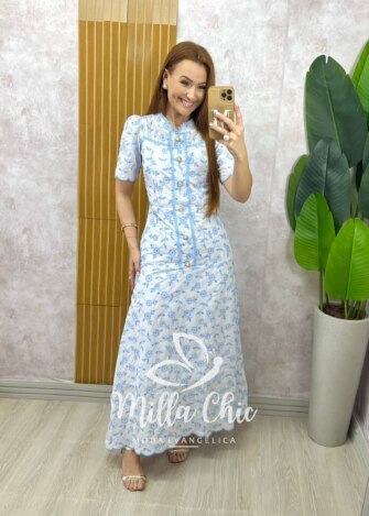Vestido Brigida  em lesie bordada - Milla Chic