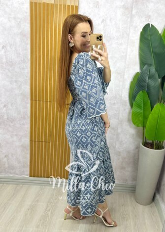 Vestido Luana em jeans bordado - Milla Chic