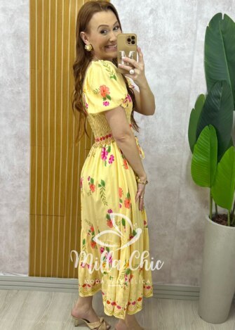 Milla Chic - millachic com br vestido melina manga princesa amarelo 2 Vestido Melina Manga Princesa - Amarelo - Milla Chic