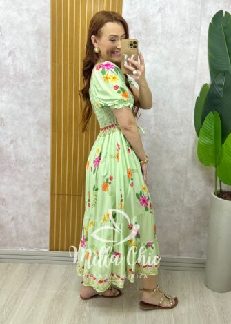 Milla Chic - millachic com br vestido melina manga princesa amarelo copia 3 Vestido Melina Manga Princesa - Verde - Milla Chic