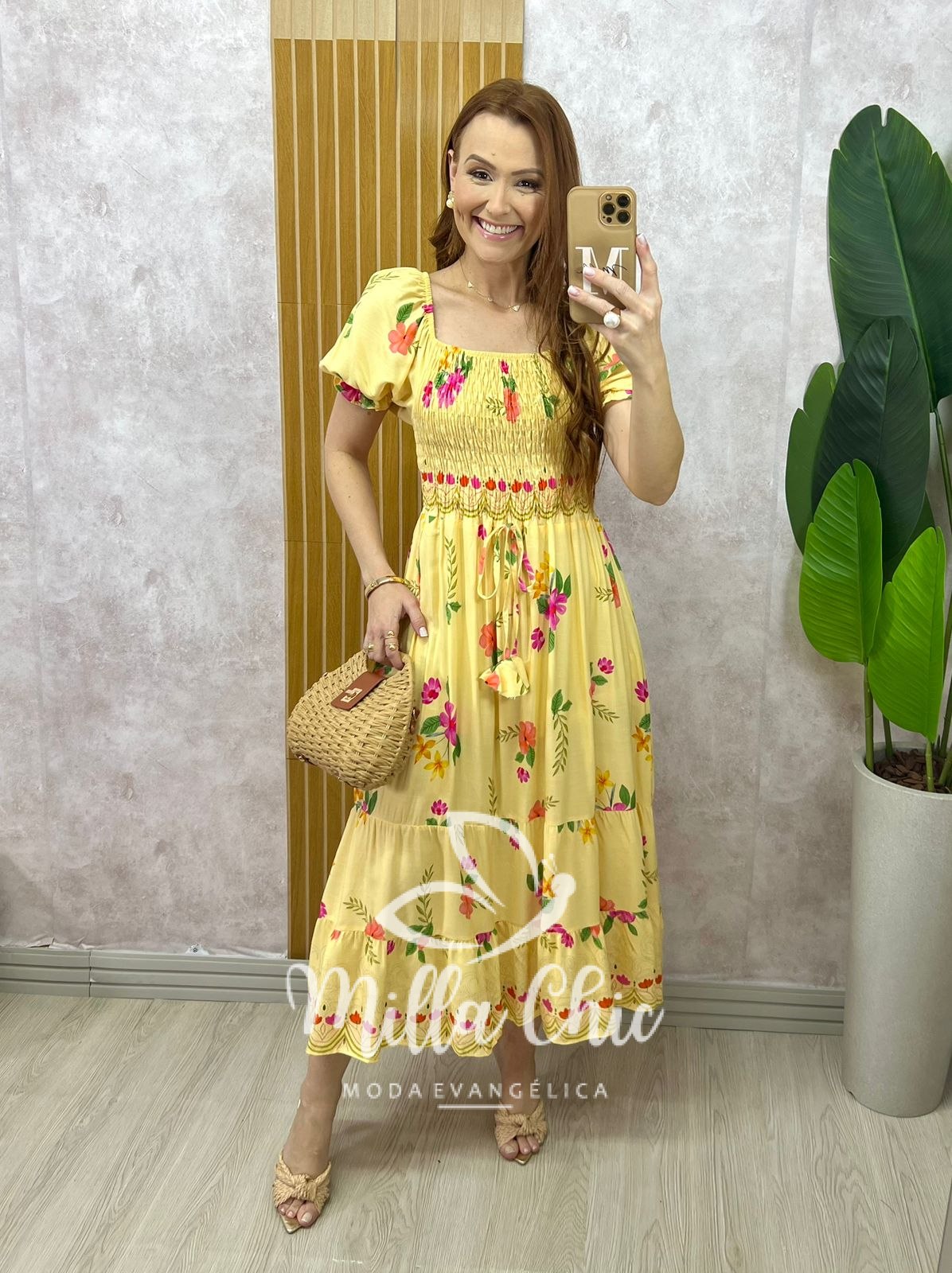 Milla Chic - millachic com br vestido melina manga princesa amarelo Vestido Melina Manga Princesa - Amarelo - Milla Chic
