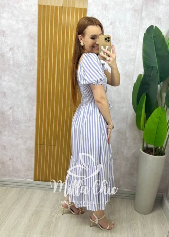 Vestido Melina Manga Princesa - Azul - Milla Chic