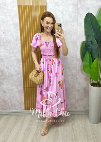 Vestido Melina Manga Princesa - rose estampado - Milla Chic