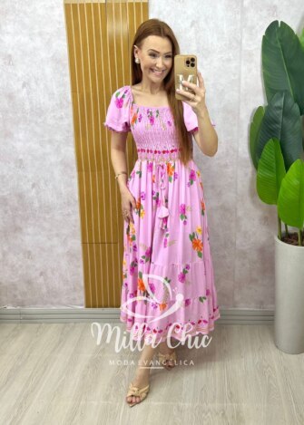 Vestido Melina Manga Princesa - rose estampado - Milla Chic