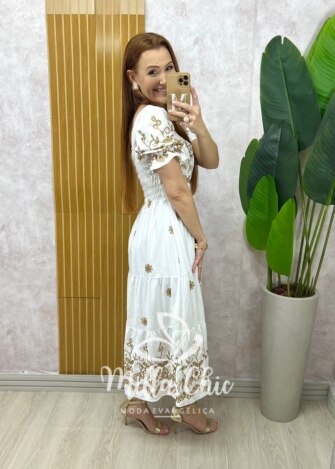 Vestido Miriam bordado - Branco - Milla Chic