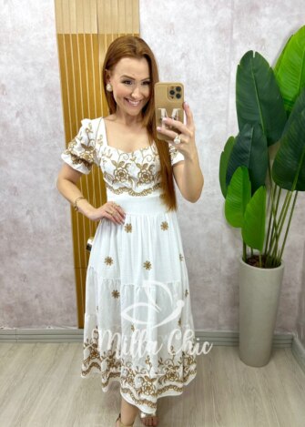 Vestido Miriam bordado - Branco - Milla Chic