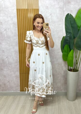 Vestido Miriam bordado - Branco - Milla Chic
