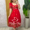 Vestido Mirriam bordado tomate - Milla Chic
